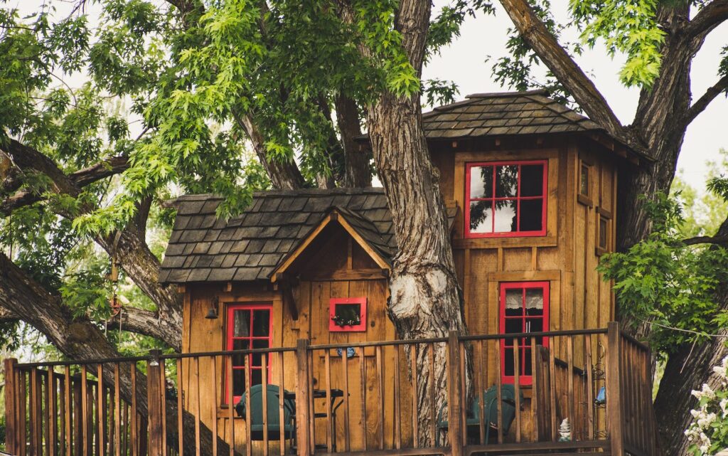 An illustration of a tree house showing a fun option to a main stream home