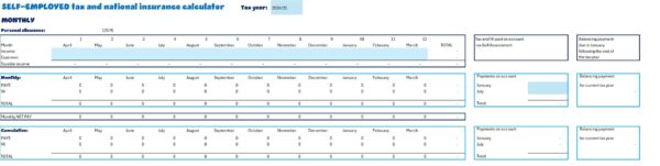 Self-employed tax and national insurance calculator for taxable income up to £100,000 and tax codes ending in L, P, T, Y, M or N - Image 4